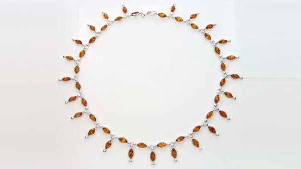 AMBER NECKLACE ELEGANT German BALTIC Amber in 925 STERLING SILVER- N068 RRP£265!!!