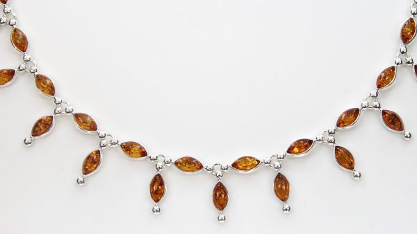 AMBER NECKLACE ELEGANT German BALTIC Amber in 925 STERLING SILVER- N068 RRP£265!!!