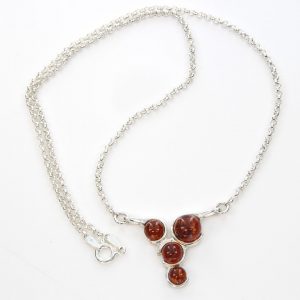 AMBER NECKLACE CONTEMPORARY DESIGN BALTIC Amber 925 SILVER -N066 RRP£75!!!