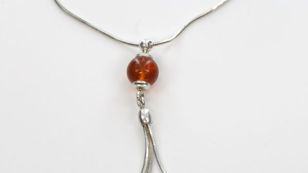 AMBER NECKLACE CONTEMPORARY DESIGN BALTIC Amber 925 SILVER -N064 RRP£45!!!
