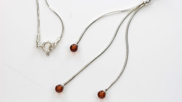AMBER NECKLACE CONTEMPORARY DESIGN BALTIC Amber 925 SILVER -N064 RRP£45!!!