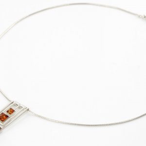 AMBER NECKLACE Handmade MODERN GERMAN Amber IN 925 SILVER N021 RRP£90!!!