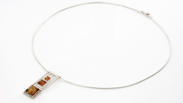 AMBER NECKLACE Handmade MODERN GERMAN Amber IN 925 SILVER N021 RRP£90!!!