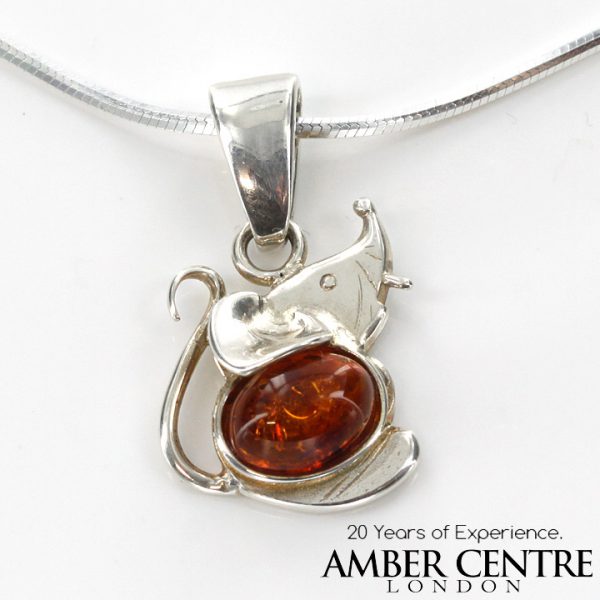 Amber Necklace German Baltic Amber Mouse Pendant Necklace 925 Silver N012 RRP£70!!!