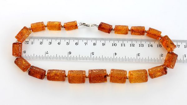 German Baltic Amber Unique Elegant Handmade Hand Carved Beads - A0035 RRP£995!!!