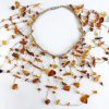 German Designer Handmade Natural Baltic Amber Necklace on Linen A0076- RRP 395