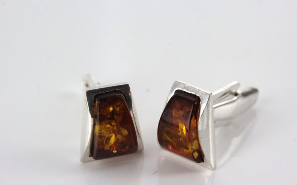 Italian Made Cufflinks With German Baltic Amber In 925 Sterling Silver CF001 RRP£90!!!