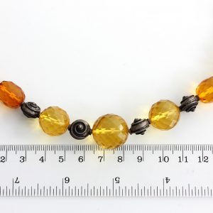 Danish Faceted Handmade ElegantAmber & Sterling Silver Bead Necklace A0094 RRP 799!!!