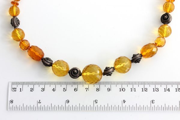 Danish Faceted Handmade ElegantAmber & Sterling Silver Bead Necklace A0094 RRP 799!!!