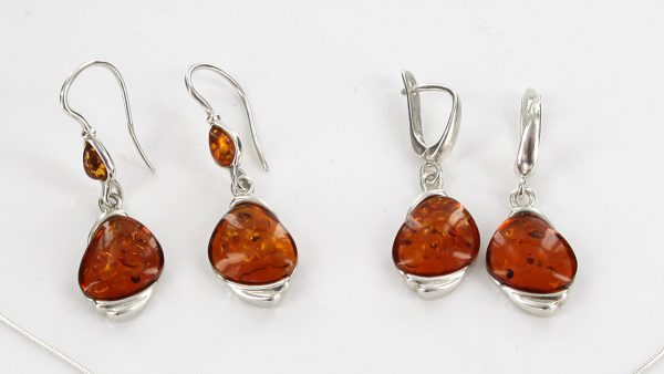 Italian Handmade German Baltic Amber Set 925 Sterling Silver- SET01 RRP£195!!!