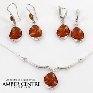 Italian Handmade German Baltic Amber Set 925 Sterling Silver- SET01 RRP£195!!!