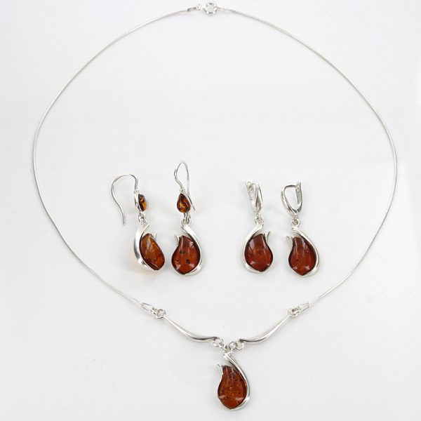 Italian Handmade German Baltic Amber Set 925 Sterling Silver- SET02 RRP£195!!!