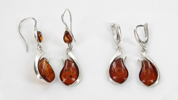 Italian Handmade German Baltic Amber Set 925 Sterling Silver- SET02 RRP£195!!!