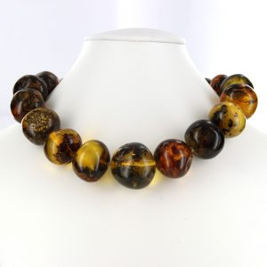 German Rare Unique Green Baltic Amber Beads Necklace adjustable A0047 RRP£1500