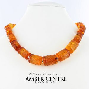 German Baltic Amber Unique Elegant Handmade Hand Carved Beads - A0035 RRP£995!!!