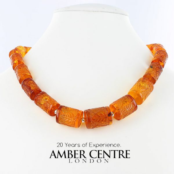 German Baltic Amber Unique Elegant Handmade Hand Carved Beads - A0035 RRP£995!!!