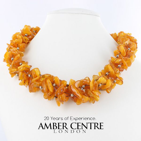 German Butterscotch Baltic Amber Designer Necklace Made in UK - A0028-RRP 475!!!