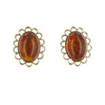 Italian Handmade German Baltic Amber Clip on Earrings In 9ct Gold GCL0004 RRP£400!!!
