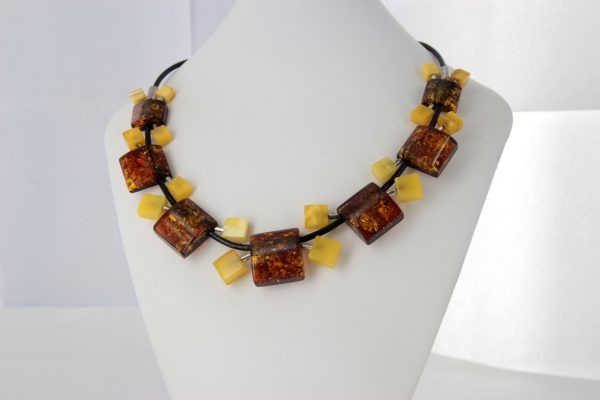 German Handmade Unique Mix Toned Baltic Amber Necklace 925 Silver N005 RRP£795!!