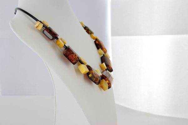 German Handmade Unique Mix Toned Baltic Amber Necklace 925 Silver N005 RRP£795!!