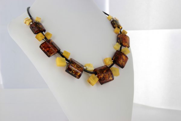 German Handmade Unique Mix Toned Baltic Amber Necklace 925 Silver N005 RRP£795!!