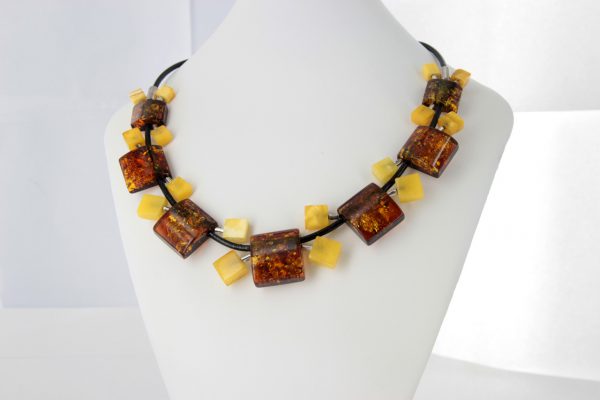 German Handmade Unique Mix Toned Baltic Amber Necklace 925 Silver N005 RRP£795!!