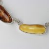 German Handmade Unique Mix Toned Baltic Amber Necklace 925 Silver N009 RRP£575!!