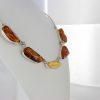 German Handmade Unique Mix Toned Baltic Amber Necklace 925 Silver N009 RRP£575!!