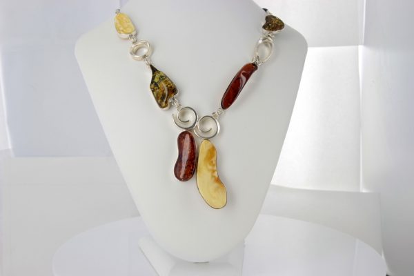 Unique German Baltic Amber 925 Silver And Black Leather Necklace N017 RRP£795!!