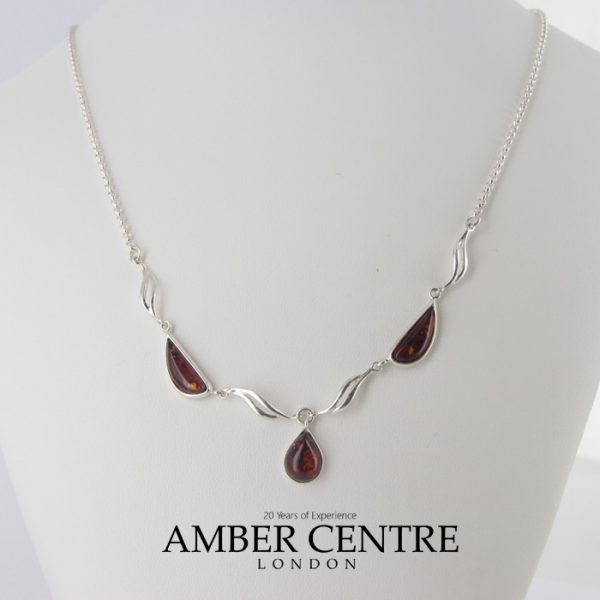 Amber Drop Necklace Stylish & Elegant Sterling Silver Baltic Amber N054 RRP95!!!