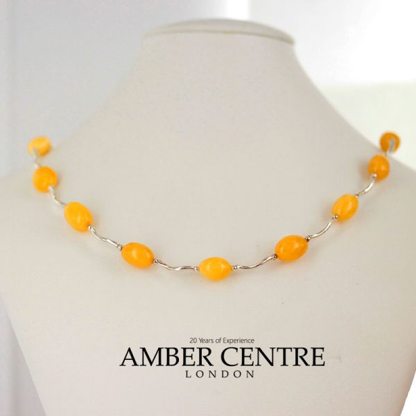 Milky Butterscotch German Baltic Amber Necklace 925 Sterling Silver N056 RRP£430!!!