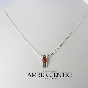 AMBER NECKLACE CONTEMPORARY DESIGN BALTIC Amber 925 SILVER -N058 RRP£65!!!