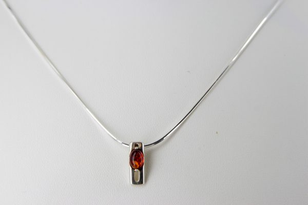 AMBER NECKLACE CONTEMPORARY DESIGN BALTIC Amber 925 SILVER -N058 RRP£65!!!