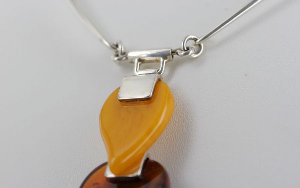 Antique German Baltic Amber Modern Collar Necklace in 925 Silver N131 RRP£1750!!