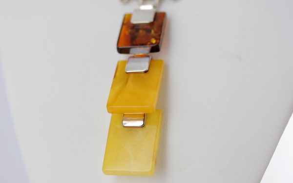 German Handmade Three Tone Antique Baltic Amber Necklace 925 Silver N136 RRP£1620!!!