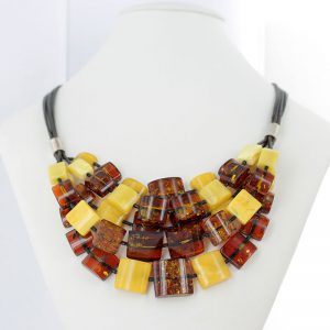 German Handmade Unique Mix Toned Baltic Amber Necklace 925 Silver N146 RRP£880!!