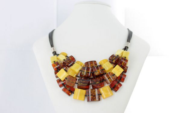 German Handmade Unique Mix Toned Baltic Amber Necklace 925 Silver N146 RRP£880!!
