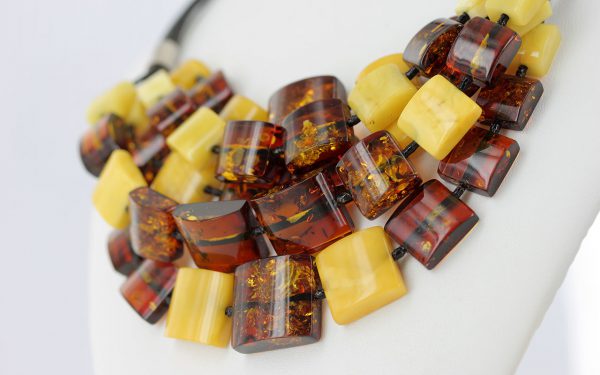 German Handmade Unique Mix Toned Baltic Amber Necklace 925 Silver N146 RRP£880!!