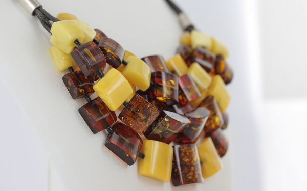 German Handmade Unique Mix Toned Baltic Amber Necklace 925 Silver N146 RRP£880!!