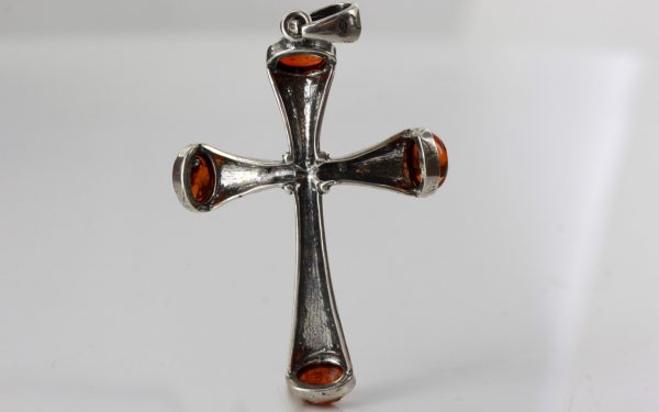 Cross Pendant Handmade German Baltic Amber in 925 Silver PD019 -RRP£90!!!