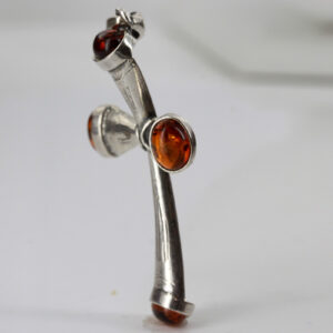 Cross Pendant Handmade German Baltic Amber in 925 Silver PD019 -RRP£90!!!