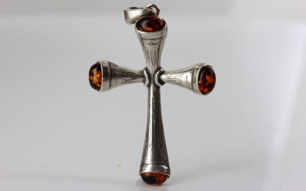 Cross Pendant Handmade German Baltic Amber in 925 Silver PD019 -RRP£90!!!