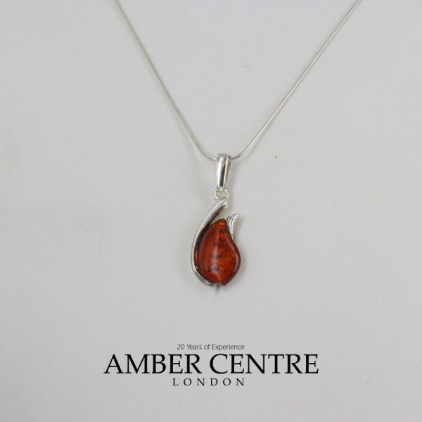 Elegant Modern Baltic Amber Pendant 925 Silver Hand Made PD023 – RRP£25!!!