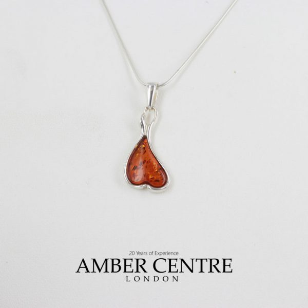 German Handmade Unique Baltic Amber Heart Pendant 925 Silver PD025 RRP£30!!!