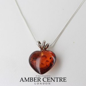 German Handmade Unique Baltic Amber Heart Pendant 925 Silver PD028 RRP£40!!!