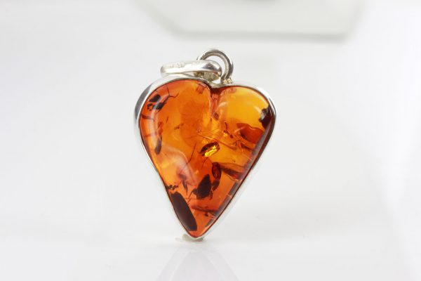 Heart Pendant Handmade German Baltic Amber in 925 Silver PD037 -RRP£125!!!