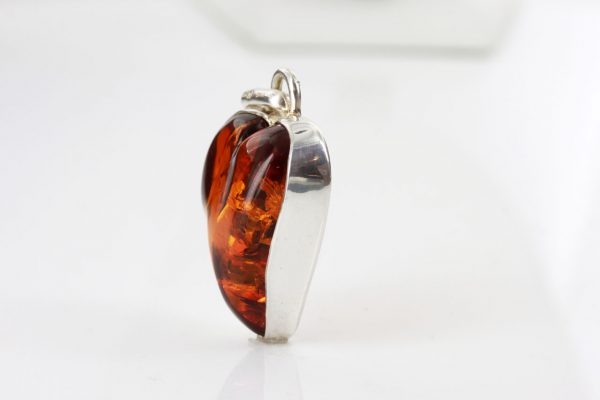 Heart Pendant Handmade German Baltic Amber in 925 Silver PD037 -RRP£125!!!