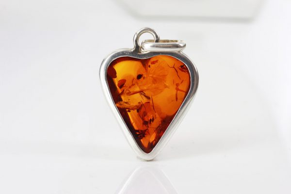 Heart Pendant Handmade German Baltic Amber in 925 Silver PD037 -RRP£125!!!