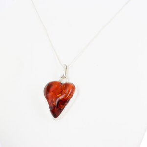 Heart Pendant Handmade German Baltic Amber in 925 Silver PD037 -RRP£125!!!