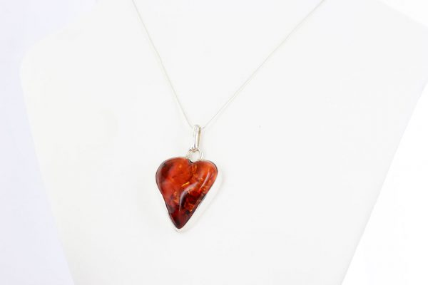 Heart Pendant Handmade German Baltic Amber in 925 Silver PD037 -RRP£125!!!